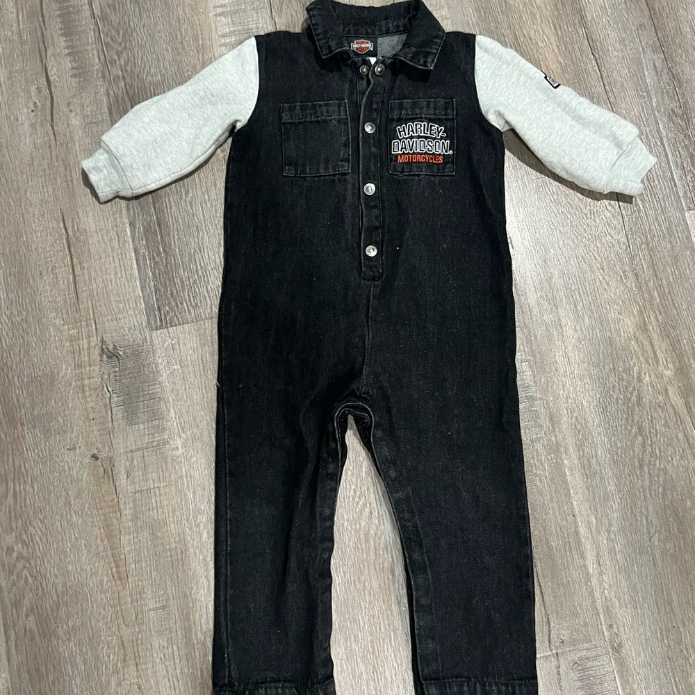 Harley-Davidson Black and Gray Baby One-Piece Romper